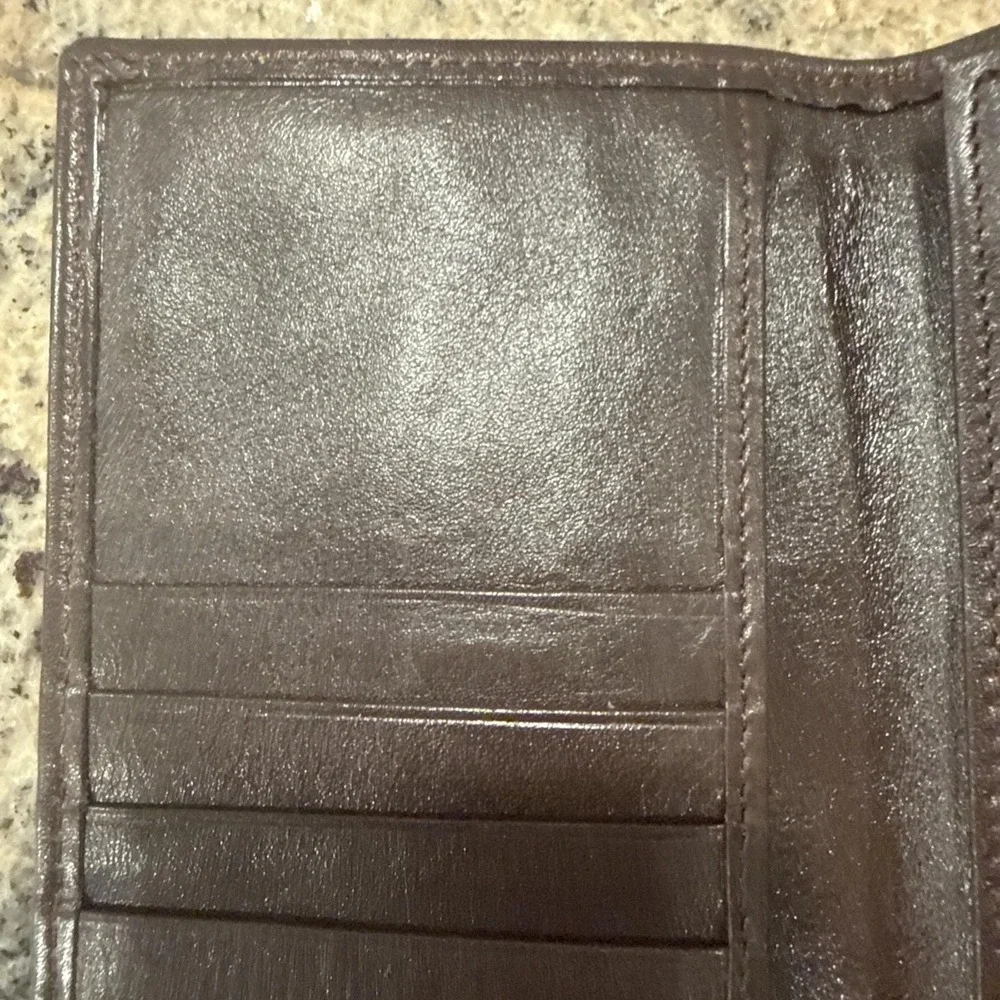 90s Christian Dior Long Wallet Cash Holder Genuine Leather Brown